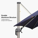 PURPLE LEAF Hailar Deluxe Aluminum Patio Umbrella with Base, Square and Rectangular Umbrella