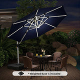 PURPLE LEAF Round Cantilever Umbrella with Base, Outdoor Umbrellas with Lights