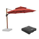 PURPLE LEAF Outdoor Garden Umbrella with Base, Cantilever Umbrellas in Wood Color