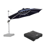 PURPLE LEAF Round Cantilever Umbrella with Base, Outdoor Umbrellas with Lights