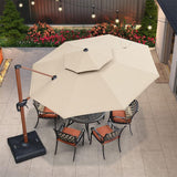 PURPLE LEAF Double Top 11 ft Round Outdoor Patio Umbrella with High Quality Sunbrella Fabric