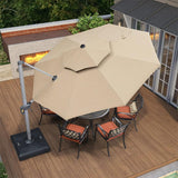 PURPLE LEAF Double Top 11 ft Round Outdoor Patio Umbrella with High Quality Sunbrella Fabric