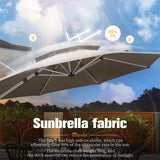 PURPLE LEAF Double Top 11 ft Round Outdoor Patio Umbrella with High Quality Sunbrella Fabric