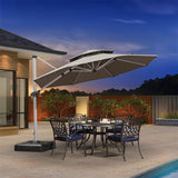 PURPLE LEAF Double Top 11 ft Round Outdoor Patio Umbrella with High Quality Sunbrella Fabric