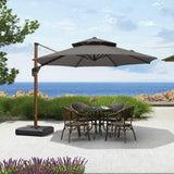 PURPLE LEAF Double Top 11 ft Round Outdoor Patio Umbrella with High Quality Sunbrella Fabric