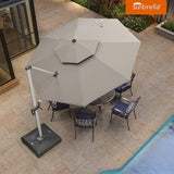 PURPLE LEAF Double Top 11 ft Round Outdoor Patio Umbrella with High Quality Sunbrella Fabric