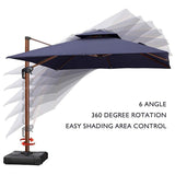 PURPLE LEAF Double Top 11 ft Round Outdoor Patio Umbrella with High Quality Sunbrella Fabric