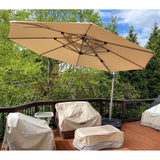 PURPLE LEAF Double Top 11 ft Round Outdoor Patio Umbrella with High Quality Sunbrella Fabric