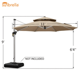 PURPLE LEAF Double Top 11 ft Round Outdoor Patio Umbrella with High Quality Sunbrella Fabric