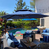 PURPLE LEAF Double Top 11 ft Round Outdoor Patio Umbrella with High Quality Sunbrella Fabric