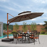 PURPLE LEAF Double Top 11 ft Round Outdoor Patio Umbrella with High Quality Sunbrella Fabric