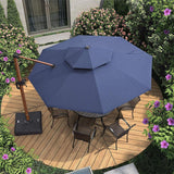 PURPLE LEAF Double Top 11 ft Round Outdoor Patio Umbrella with High Quality Sunbrella Fabric