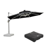 PURPLE LEAF Round Cantilever Umbrella with Base, Outdoor Umbrellas with Lights