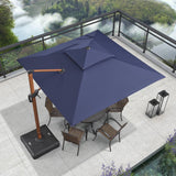 PURPLE LEAF Double Top 9 / 10 / 11 / 12 ft Square Aluminum Sun Umbrellas in Wood Color