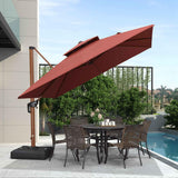PURPLE LEAF Double Top 9 / 10 / 11 / 12 ft Square Aluminum Sun Umbrellas in Wood Color