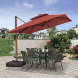 PURPLE LEAF Double Top 9 / 10 / 11 / 12 ft Square Aluminum Sun Umbrellas in Wood Color