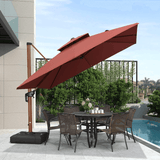 PURPLE LEAF Double Top 9 / 10 / 11 / 12 ft Square Aluminum Sun Umbrellas in Wood Color
