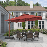 PURPLE LEAF Double Top 9 / 10 / 11 / 12 ft Square Aluminum Sun Umbrellas in Wood Color