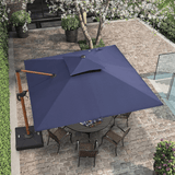 PURPLE LEAF Double Top 9 / 10 / 11 / 12 ft Square Aluminum Sun Umbrellas in Wood Color