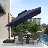 PURPLE LEAF Double Top 9 / 10 / 11 / 12 ft Square Aluminum Sun Umbrellas in Wood Color