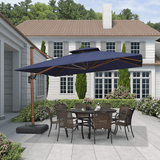 PURPLE LEAF Double Top 9 / 10 / 11 / 12 ft Square Aluminum Sun Umbrellas in Wood Color