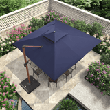 PURPLE LEAF Double Top 9 / 10 / 11 / 12 ft Square Aluminum Sun Umbrellas in Wood Color