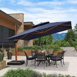 PURPLE LEAF Double Top 9 / 10 / 11 / 12 ft Square Aluminum Sun Umbrellas in Wood Color