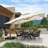 PURPLE LEAF Double Top 9 / 10 / 11 / 12 ft Square Aluminum Sun Umbrellas in Wood Color