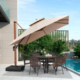 PURPLE LEAF Double Top 9 / 10 / 11 / 12 ft Square Aluminum Sun Umbrellas in Wood Color