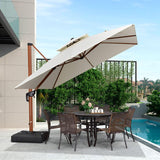PURPLE LEAF Double Top 9 / 10 / 11 / 12 ft Square Aluminum Sun Umbrellas in Wood Color