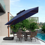 PURPLE LEAF Double Top 9 / 10 / 11 / 12 ft Square Aluminum Sun Umbrellas in Wood Color