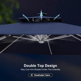 PURPLE LEAF SUNBRELLA Solar Cantilever Umbrella with Lights for Outdoor Patio