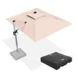 PURPLE LEAF Rectangular Cantilever Umbrella with Base, Outdoor Umbrellas with Lights