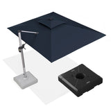 PURPLE LEAF Rectangular Cantilever Umbrella with Base, Outdoor Umbrellas with Lights