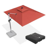PURPLE LEAF Rectangular Cantilever Umbrella with Base, Outdoor Umbrellas with Lights