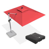 PURPLE LEAF Rectangular Cantilever Umbrella with Base, Outdoor Umbrellas with Lights