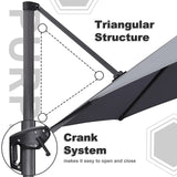 PURPLE LEAF Durable Patio Outdoor Umbrella Aluminum Round Cantilever Sun Yard Umbrellas For Pool, Deck