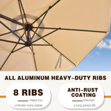 PURPLE LEAF Durable Patio Outdoor Umbrella Aluminum Round Cantilever Sun Yard Umbrellas For Pool, Deck