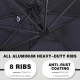 PURPLE LEAF Durable Patio Outdoor Umbrella Aluminum Round Cantilever Sun Yard Umbrellas For Pool, Deck