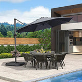 PURPLE LEAF Durable Patio Outdoor Umbrella Aluminum Round Cantilever Sun Yard Umbrellas For Pool, Deck