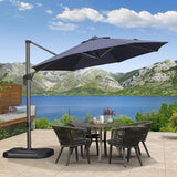 PURPLE LEAF Durable Patio Outdoor Umbrella Aluminum Round Cantilever Sun Yard Umbrellas For Pool, Deck
