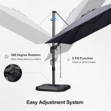 PURPLE LEAF Best Value Cantilever Patio Umbrella with Left-Right Tilt and 360° Swivel Outdoor Umbrellas