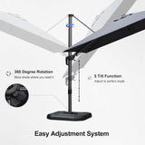 PURPLE LEAF Best Value Cantilever Patio Umbrella with Left-Right Tilt and 360° Swivel Outdoor Umbrellas