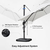PURPLE LEAF Best Value Cantilever Patio Umbrella with Left-Right Tilt and 360° Swivel Outdoor Umbrellas
