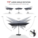PURPLE LEAF Best Value Cantilever Patio Umbrella with Left-Right Tilt and 360° Swivel Outdoor Umbrellas