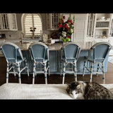 PURPLE LEAF French Counter Height Bar Height Stool Set of 2, Patio Bar Chairs with Back Rattan, French Bistro Set