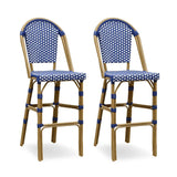 PURPLE LEAF French Counter Height Bar Height Stool Set of 2, Patio Bar Chairs with Back Rattan, French Bistro Set
