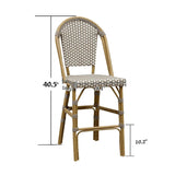PURPLE LEAF French Counter Height Bar Height Stool Set of 2, Patio Bar Chairs with Back Rattan, French Bistro Set