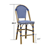 PURPLE LEAF French Counter Height Bar Height Stool Set of 2, Patio Bar Chairs with Back Rattan, French Bistro Set