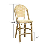 PURPLE LEAF French Counter Height Bar Height Stool Set of 2, Patio Bar Chairs with Back Rattan, French Bistro Set